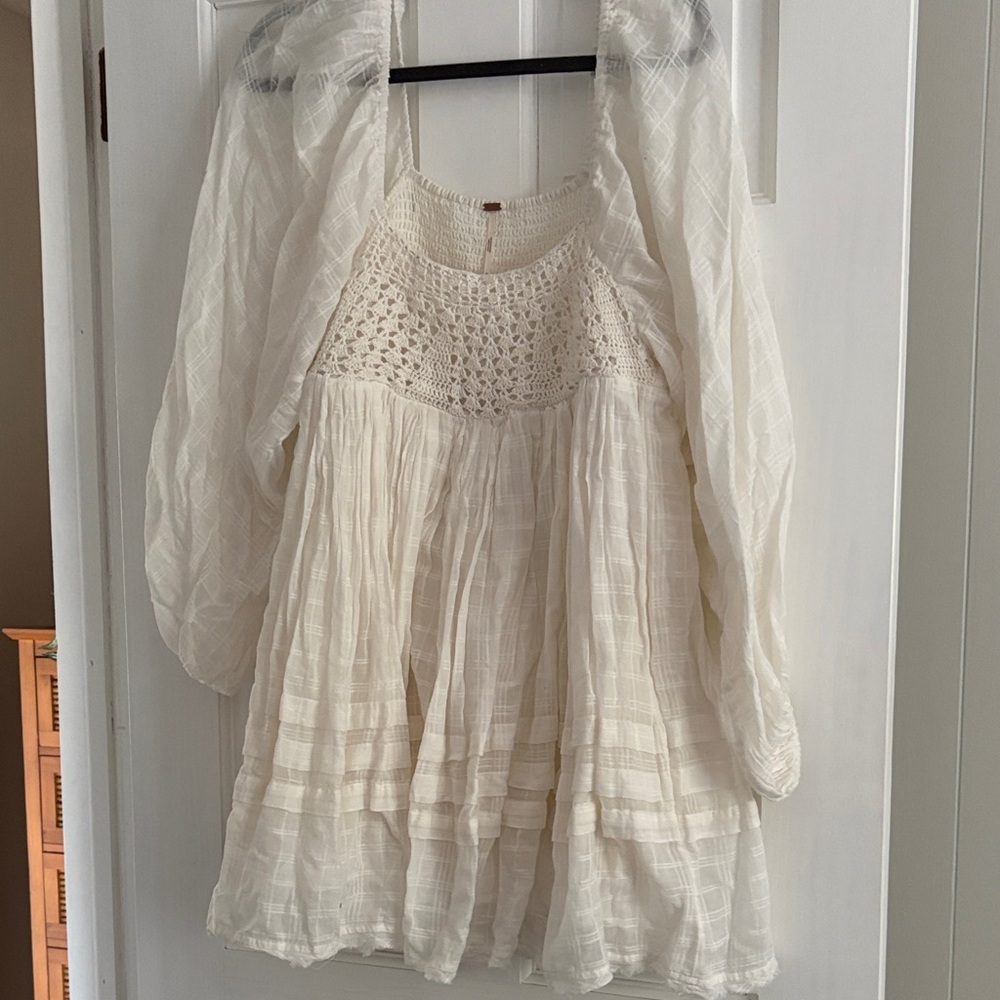 Free People white dress with a crochet top
